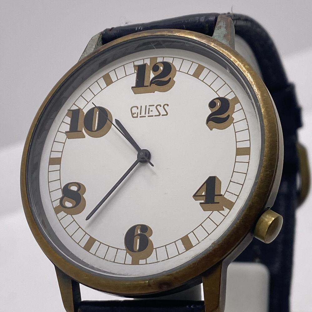 Guess Womens Vintage Black Leather Watch 1989 New Battery Works